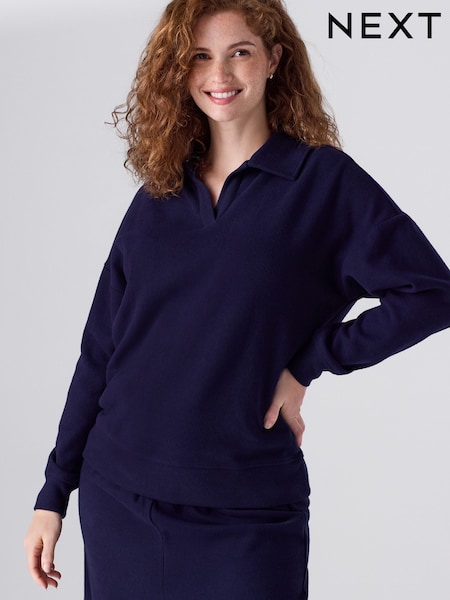 Navy Maternity Cosy Polo Top (F85852) | R$ 295