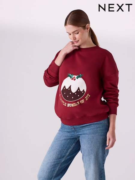 Burgundy Maternity Christmas Sweatshirt (F85854) | €41.50