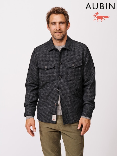 Aubin Bushfield Wool Black Overshirt (F85945) | ‏868 د.إ.‏