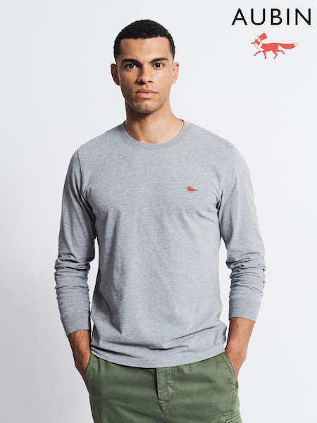 Aubin Grey Buttermere 100% Organic Cotton Long Sleeve T-Shirt (F85964) | €60