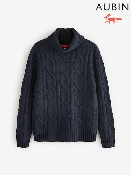 Aubin Blue Grassmore Cable Roll Neck Jumper (F85969) | R$ 1.375