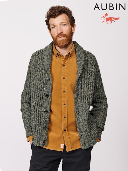 Aubin Green Priory Fisherman Rib Shawl Collar Cardigan (F85971) | R$ 1.670