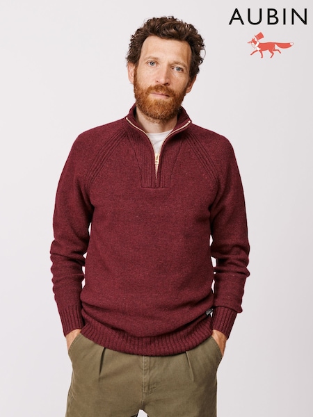 Aubin Red Pelham Zip Neck Jumper (F85981) | €126