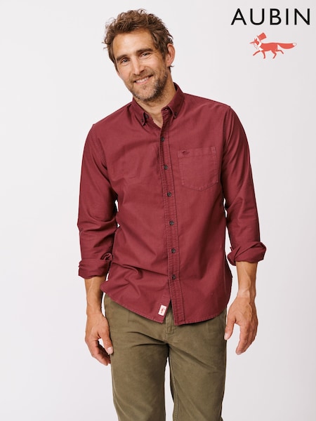 Aubin Red Aldridge Oxford Button Down 100% Cotton Shirt (F85984) | R$ 780