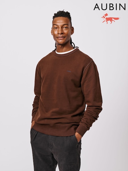 Aubin Vestry Crew 100% Cotton Brown Sweatshirt (F85996) | €105