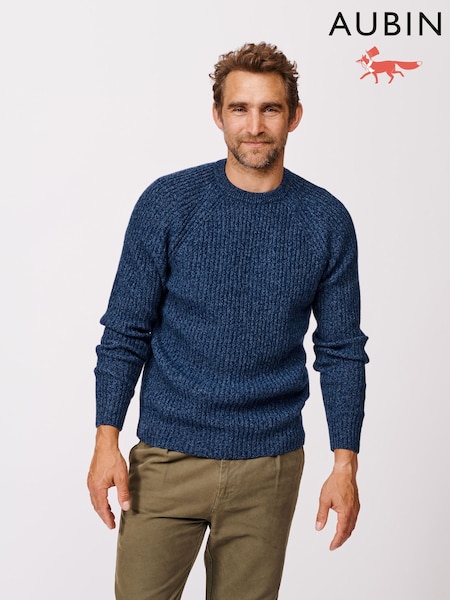 Aubin Blue Ray Fisherman Rib Crew Jumper (F86026) | €126