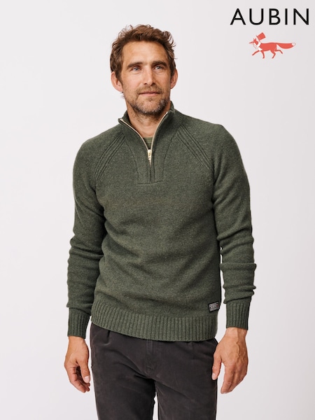 Aubin Green Pelham Zip Neck Jumper (F86032) | 470 QAR