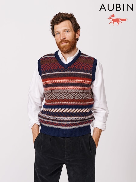 Aubin Blue Fairisle Slipover Jumper (F86040) | €144