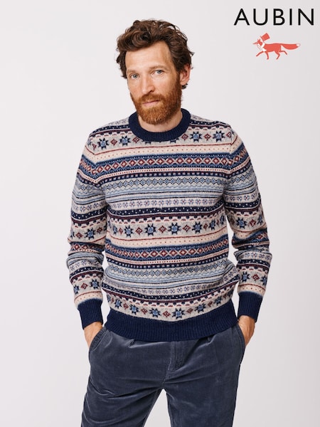 Aubin Blue Fairisle Crew Jumper (F86058) | €171
