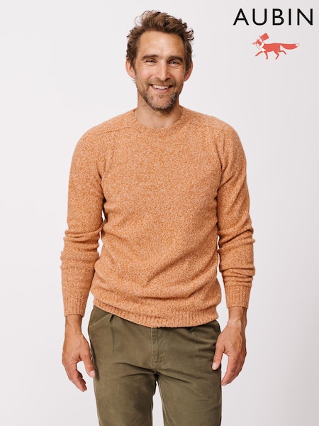 Aubin Abbots Orange Cashmere Touch Crew Neck Jumper (F86080) | €224