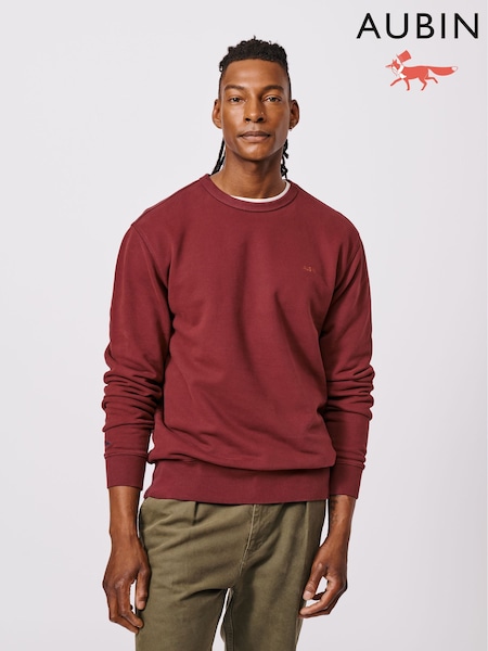 Aubin Red Vestry Crew 100% Cotton Sweatshirt (F86087) | R$ 780