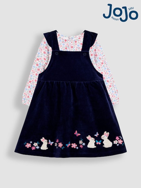 JoJo Maman Bébé Blue Appliqué Pinafore Dress & Top Set (F86093) | AED157 - AED169