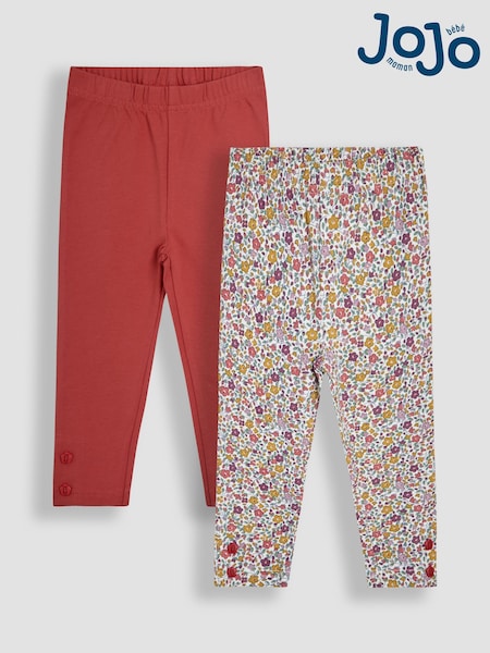 Orange - JoJo Maman Bébé 2-Pack Classic Floral Leggings (F86099) | 34 € - 38 €
