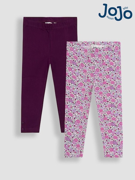 بنفسجي داكن - JoJo Maman Bébé 2-Pack Ditsy Floral Leggings (F86108) | ‏109 ر.ق. - ‏125 ر.ق.