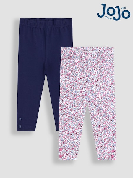 Blau - JoJo Maman Bébé 2-Pack Classic Floral Leggings (F86109) | 34 € - 38 €