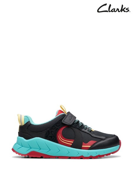 Negro y azul - Clarks Kids Wide Fit Bright Selva Hero Shoes (F86124) | 54 € - 59 €