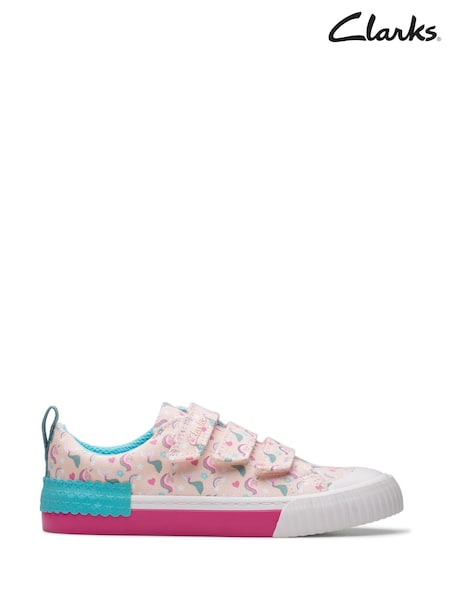 Clarks Kids Wide Fit Foxing Canvas Trainers (F86125) | kr428 - kr457
