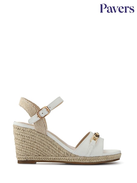Pavers White Buckled Wedge-Heel Espadrilles (F86255) | €54