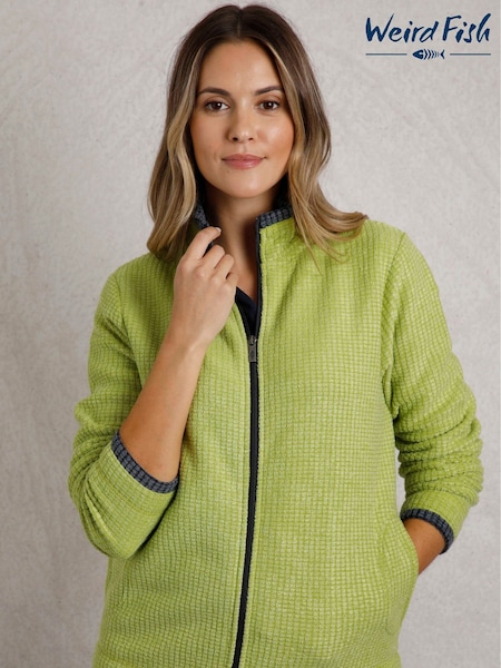 Weird Fish Green Ariana Full Zip Grid Fleece (F86259) | €86