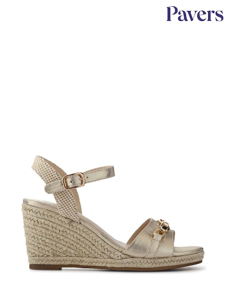 Pavers Gold Buckled Wedge-Heel Espadrilles (F86262) | €48