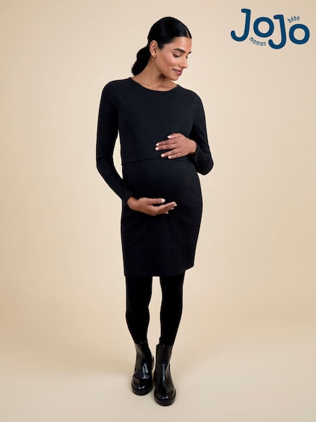 Jojo Maman Bébé Black Ribbed Jersey Dress (F86296) | €51