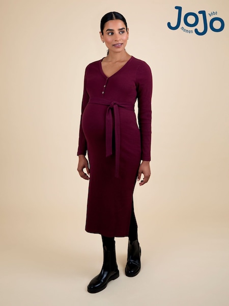 Jojo Maman Bébé Red Popper Ribbed Dress (F86299) | €61