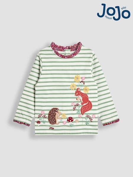 JoJo Maman Bébé Green Appliqué Frill Top (F86311) | 84 QAR - 99 QAR