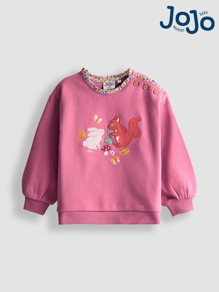 JoJo Maman Bébé Purple Woodland Friends Applique Sweatshirt With Frill (F86316) | AED146 - AED163