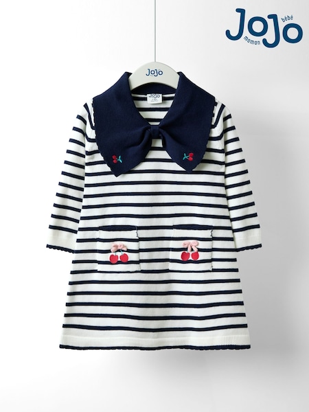 JoJo Maman Bébé Bow Collar Stripe Knitted Dress (F86323) | € 39 - € 47