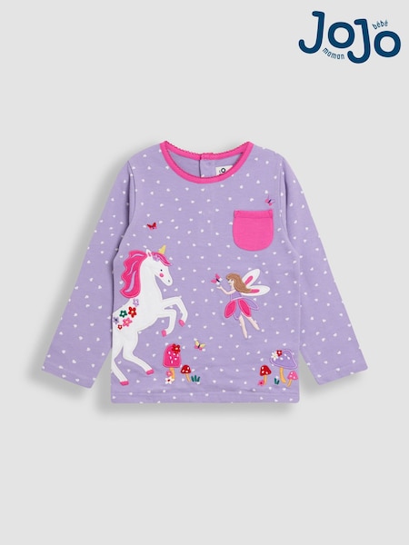 JoJo Maman Bébé Purple Appliqué Top (F86332) | 84 QAR - 99 QAR