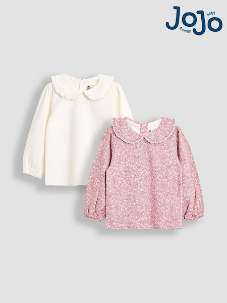 Rosa - JoJo Maman Bébé 2-Pack Printed Collar Tops (F86333) | 34 € - 38 €