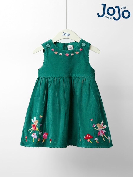 JoJo Maman Bébé Green Appliqué Cord Dress (F86376) | AED173 - AED192