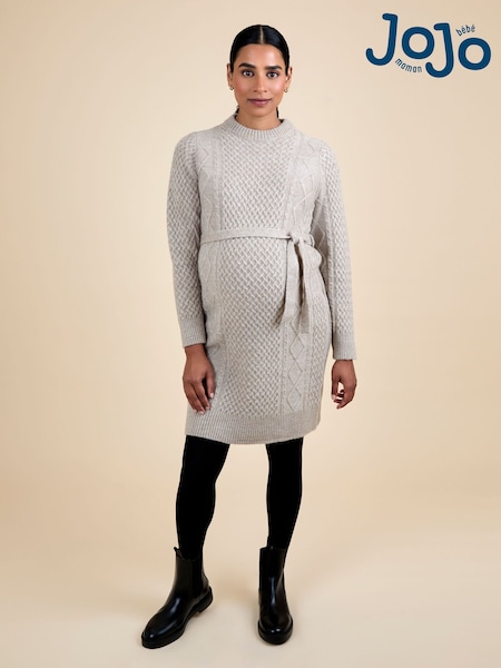 JoJo Maman Bébé Oatmeal Cable Knit Maternity Mini Dress (F86378) | €64.50