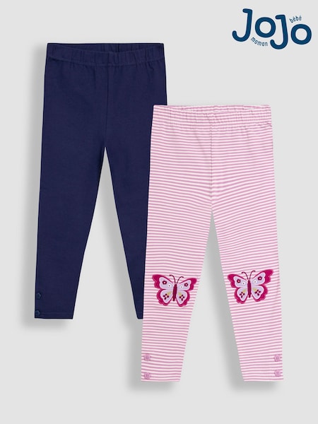 Violett mit Schmetterlingen - JoJo Maman Bébé 2-Pack Appliqué Knee Leggings (F86384) | 34 € - 38 €