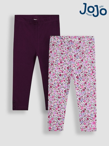 Vijolična - JoJo Maman Bébé 2-Pack Classic Floral Leggings (F86386) | € 28 - € 32