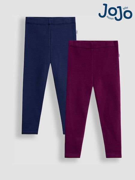 JoJo Maman Bébé Purple Fleece-Lined Leggings 2 Pack (F86390) | AED128 - AED146