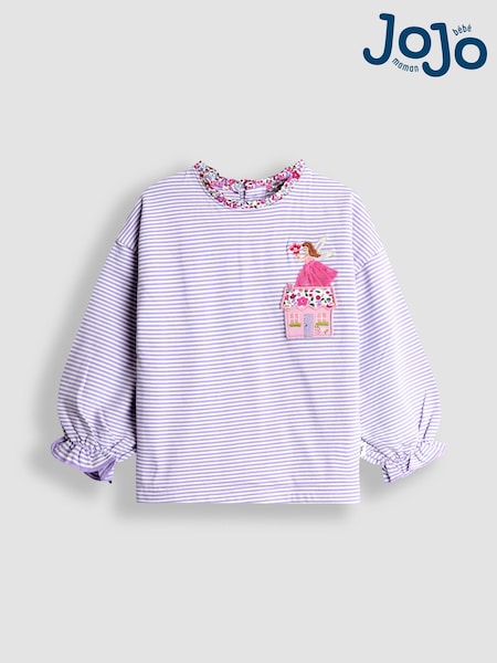 JoJo Maman Bébé Blue Drop Shoulder Stripe Top (F86396) | OMR8 - OMR10