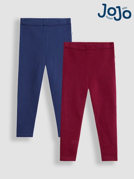 JoJo Maman Bébé Berry Pink Fleece-Lined Leggings 2 Pack (F86401) | €31 - €35
