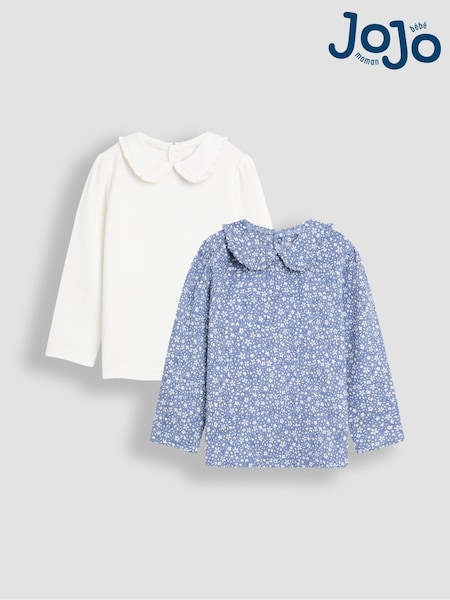 Blau - JoJo Maman Bébé 2-Pack Printed Collar Tops (F86426) | 34 € - 38 €