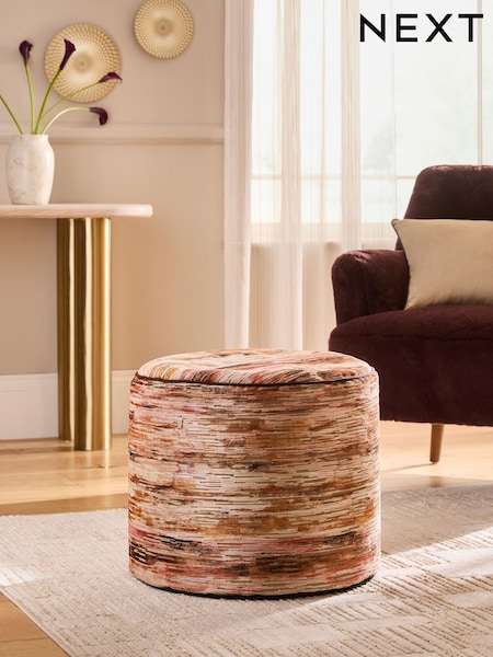 Orange Haze Cut Velvet Stripe Pouffe (F86451) | €92