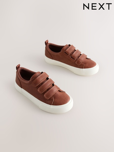 Tan Brown Wide Fit (G) Touch Fastening Smart Casual Trainers (F86457) | AED91 - AED127