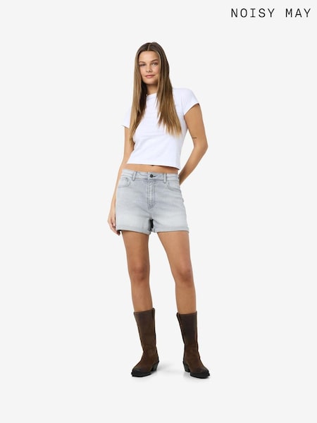 NOISY MAY Grey High Waist Denim Shorts (F86461) | €34