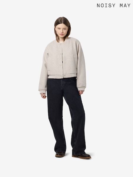 NOISY MAY Grey Croppped Bomber Jacket (F86469) | €69