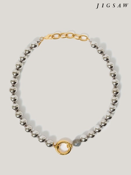Jigsaw Silver Tone Statement Bead Necklace (F86499) | €140