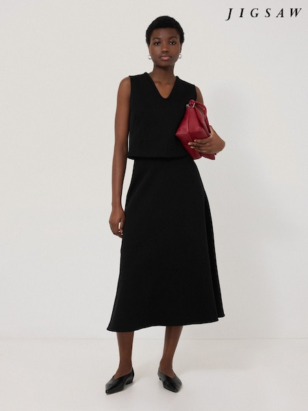 Jigsaw Black Structured Jersey Skirt (F86501) | ₪498