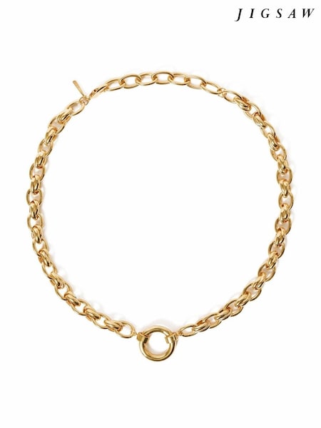 Jigsaw Gold Tone Round Link Chain Necklace (F86502) | €128