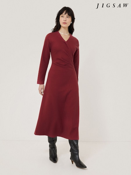 Jigsaw Red Mock Wrap Jersey Dress (F86509) | ₪729