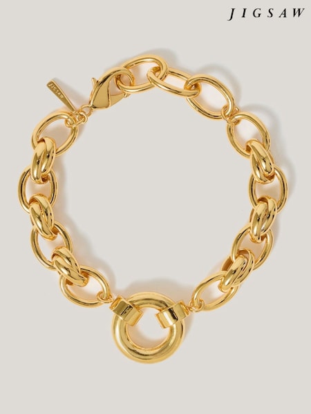 Jigsaw Gold Tone Round Link Chain Bracelet (F86511) | €77