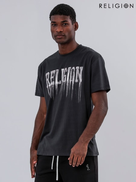 Religion Black Religion Bleeding 100% Cotton T-Shirt (F86517) | AED204