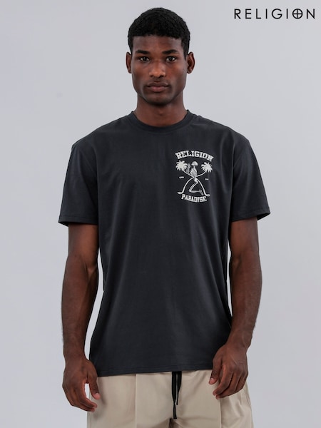 Religion Black Praying Paradise 100% Cotton T-Shirt (F86521) | €50